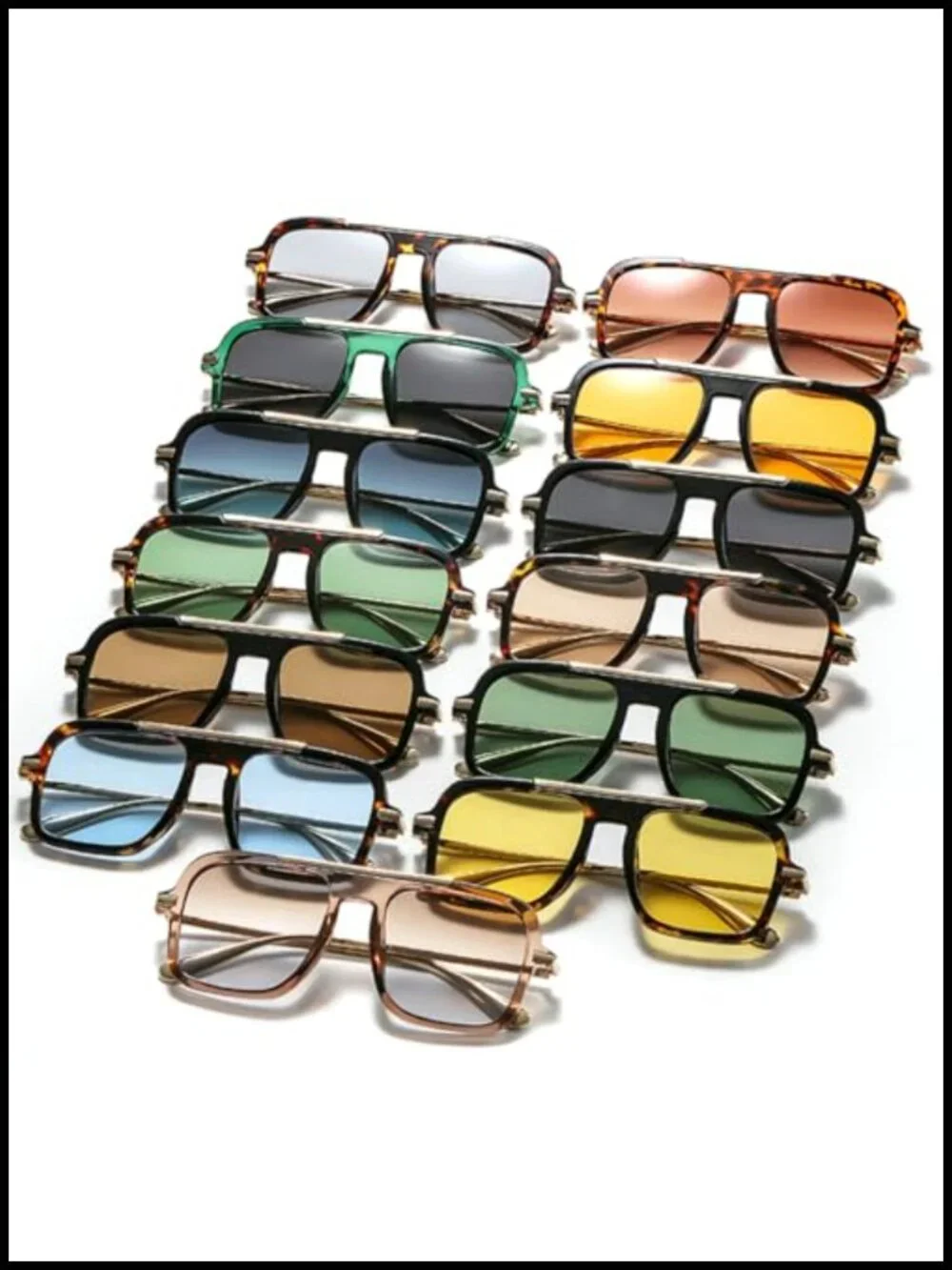 Vintage Oversized Pilot Square Sunglasses for Women Men Retro UV400